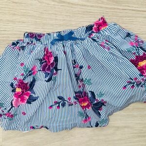 Joules Blue Striped Skirt with Pink Floral Print